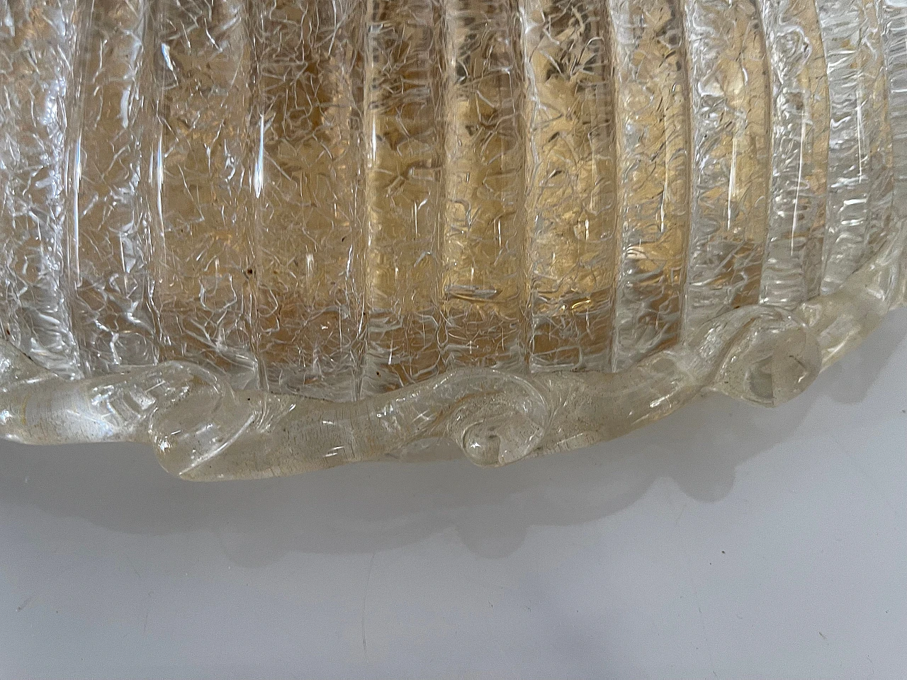 Transparent and gilded Murano glass ceiling lamp, 1970s 7