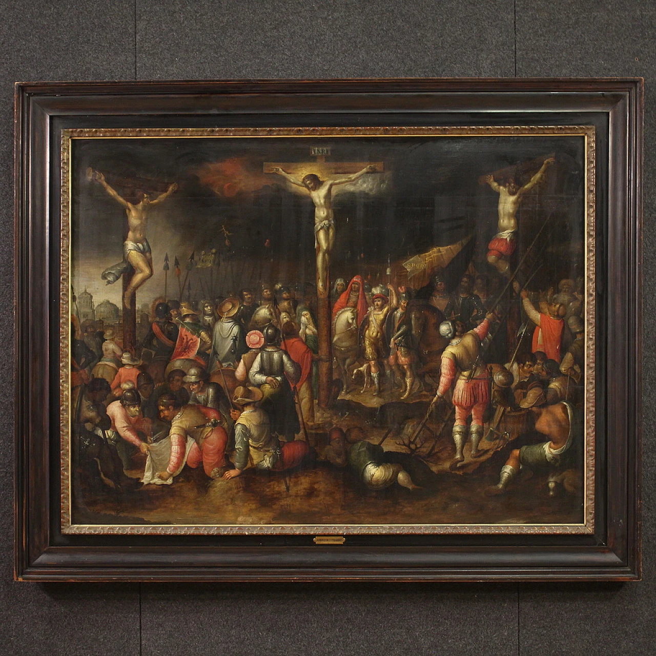 Crucifixion, Flemish oil painting on panel, first half of 17th century 1