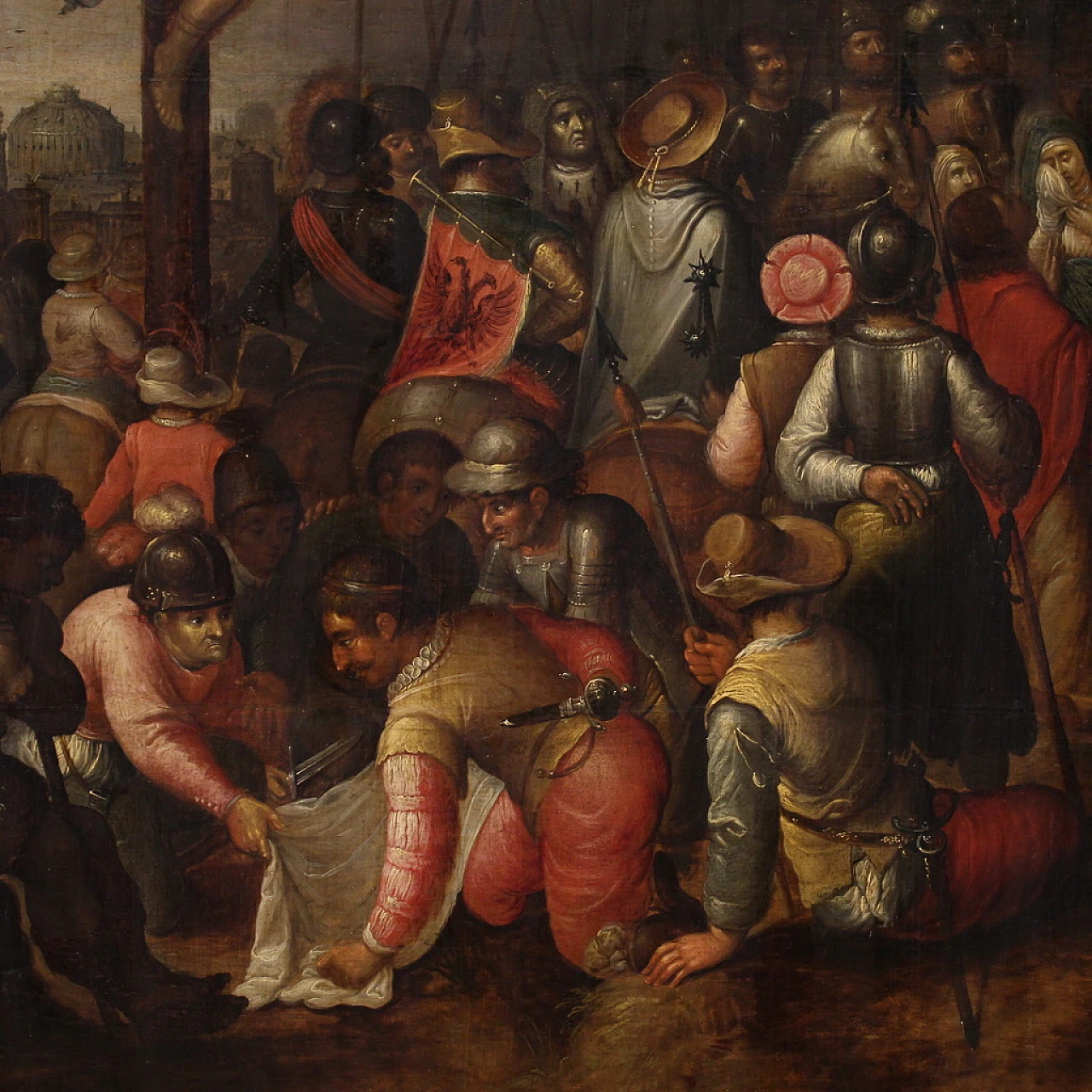 Crucifixion, Flemish oil painting on panel, first half of 17th century 9