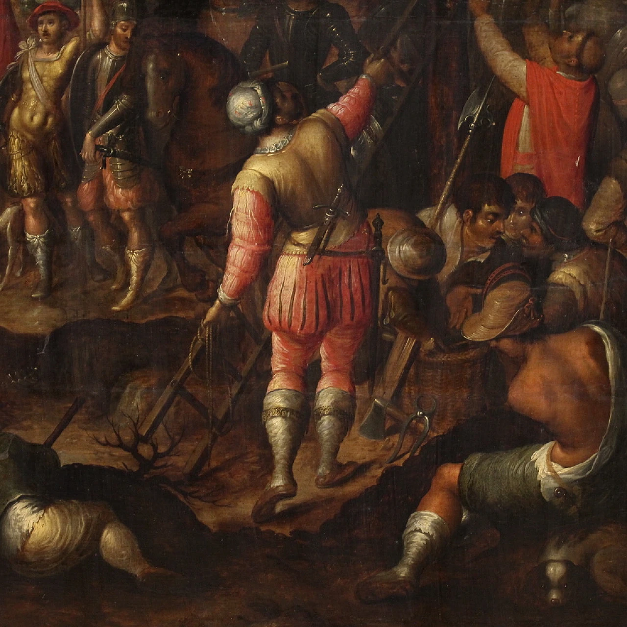 Crucifixion, Flemish oil painting on panel, first half of 17th century 10