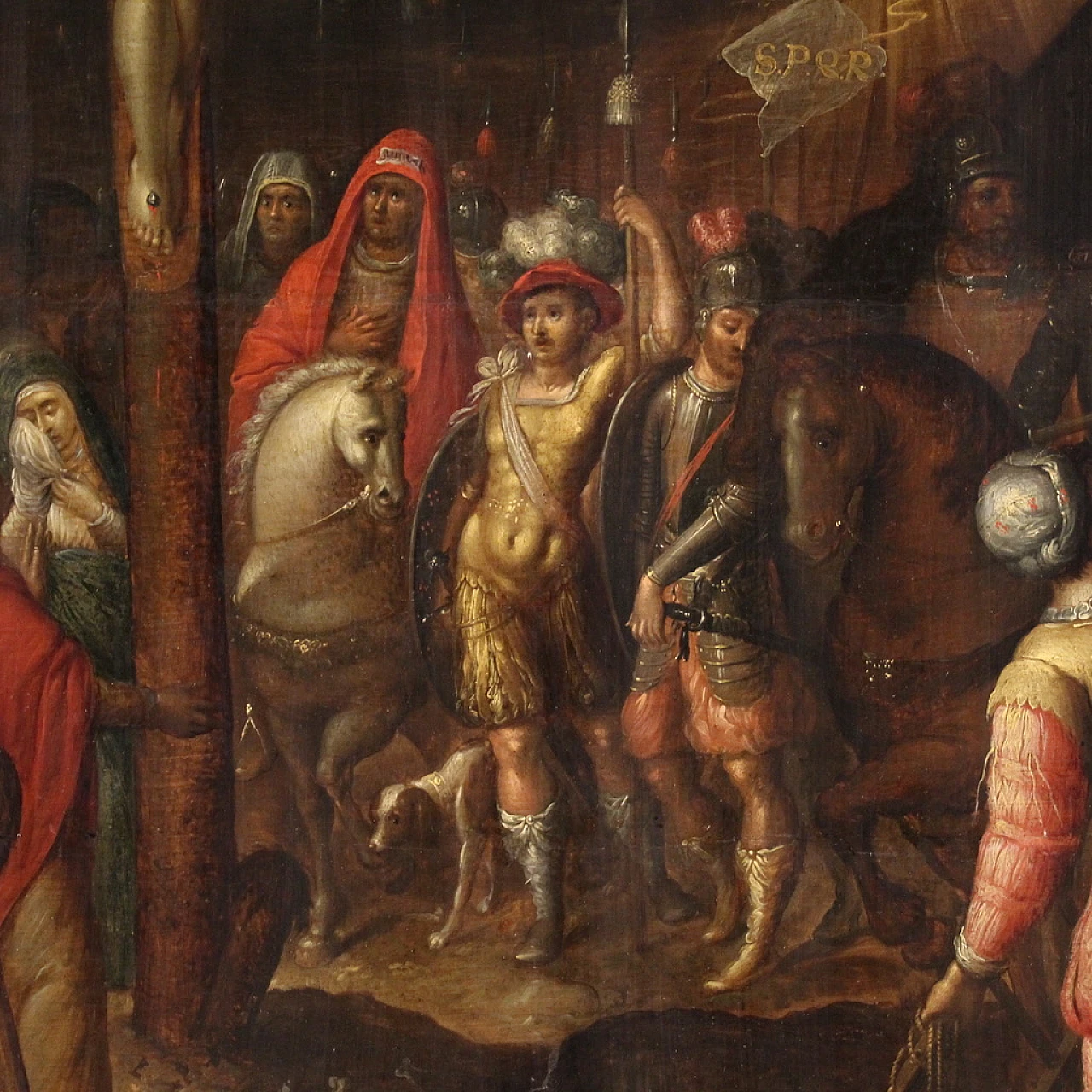 Crucifixion, Flemish oil painting on panel, first half of 17th century 11