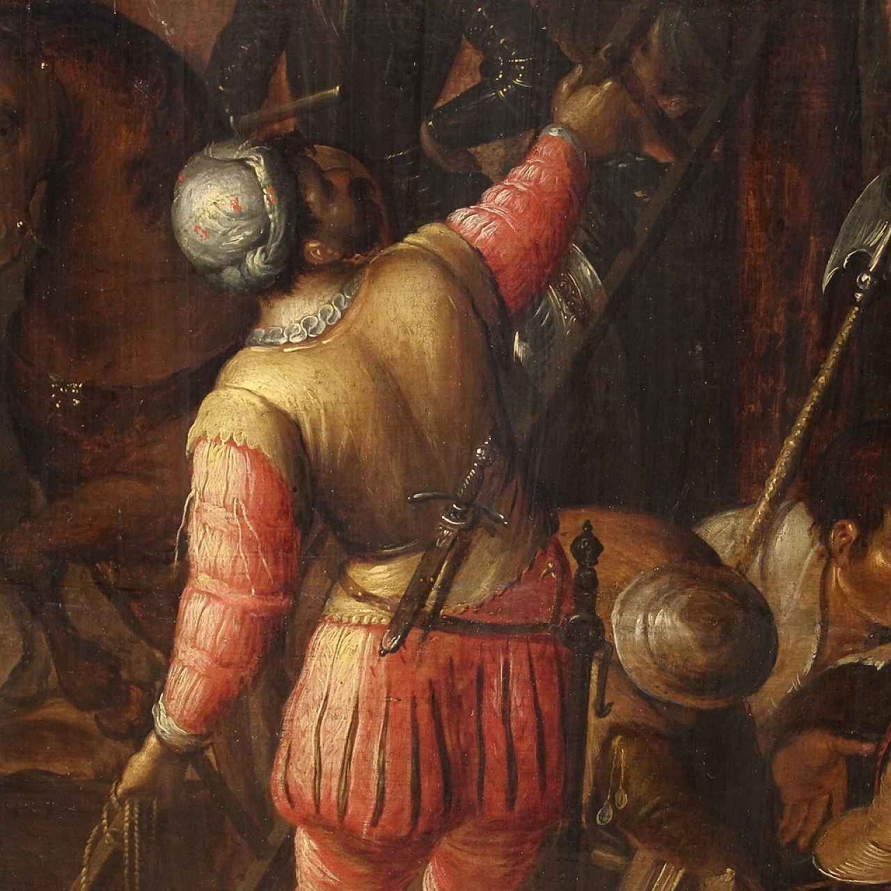 Crucifixion, Flemish oil painting on panel, first half of 17th century 15