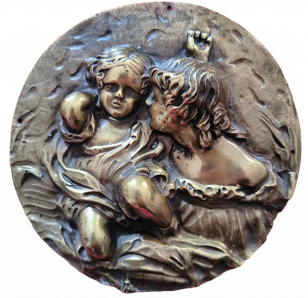 Mamma con bimbo, placca rotonda in bronzo, anni '20 4
