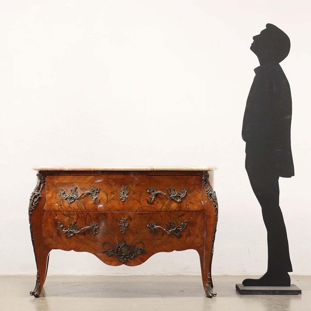 Comò francese stile Rococò in legno con piano in marmo, inizio '900 2