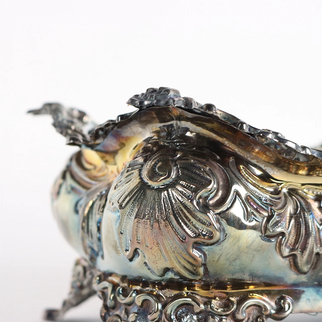 Centrotavola in argento 800 e vetro blu di De Giovanni 5