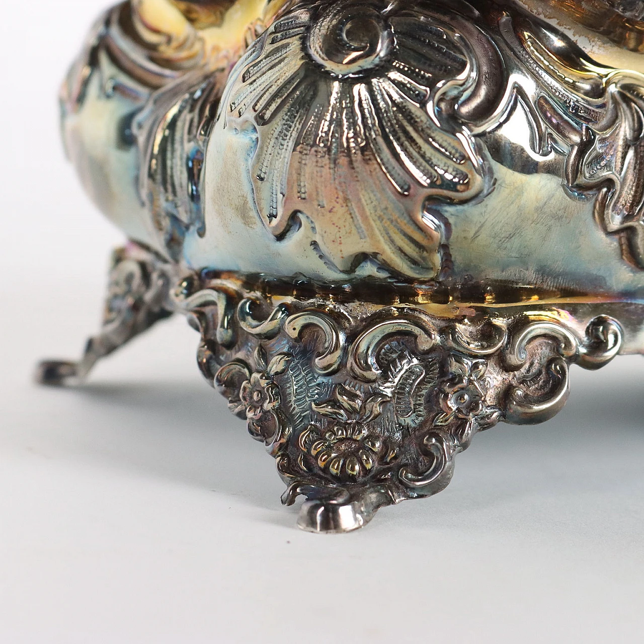 Centrotavola in argento 800 e vetro blu di De Giovanni 6