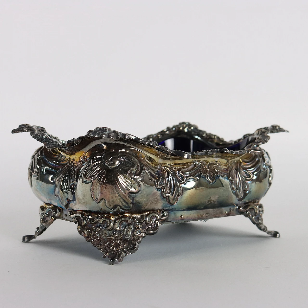 Centrotavola in argento 800 e vetro blu di De Giovanni 8