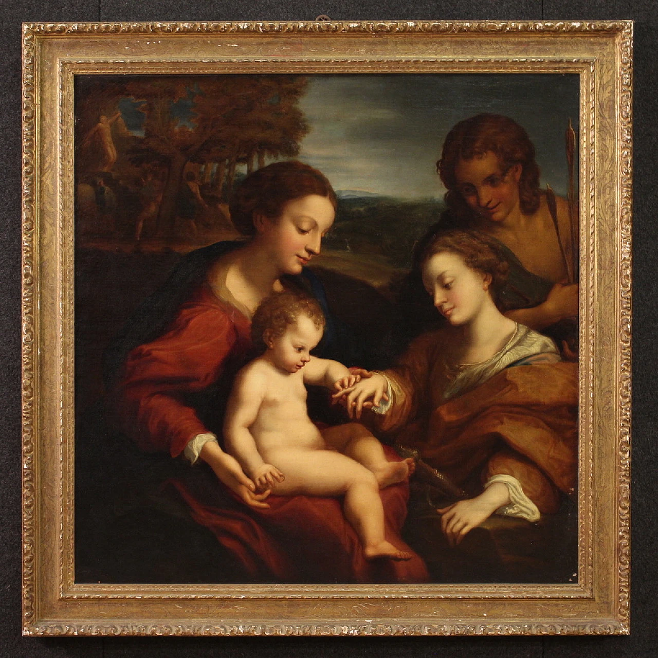 Matrimonio mistico di S. Caterina, dipinto a olio su tela, '600 1