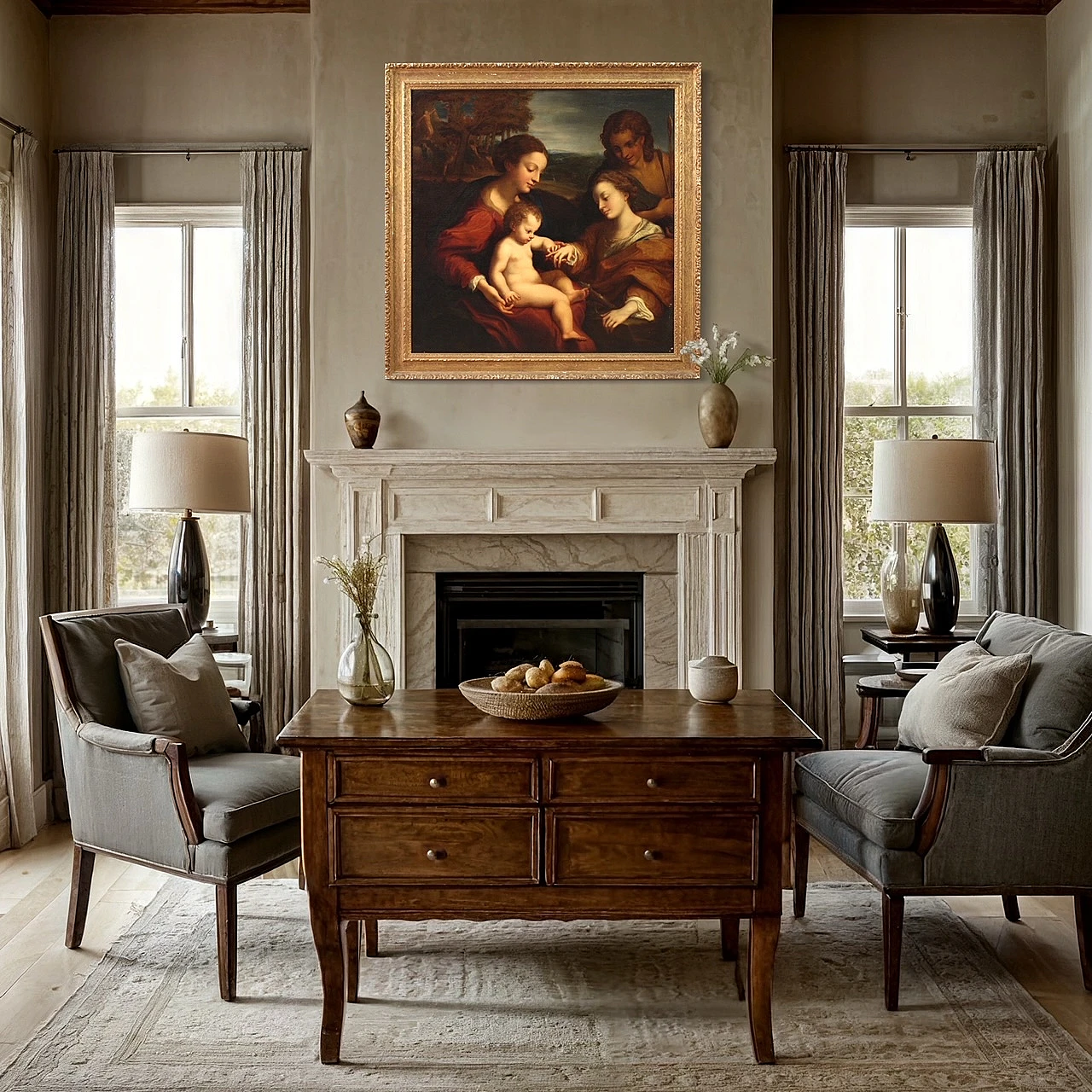 Matrimonio mistico di S. Caterina, dipinto a olio su tela, '600 13