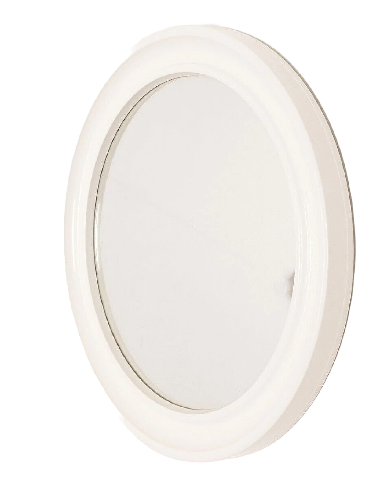 Specchio con cornice in plastica bianca di Carrara Matta, anni '70 6