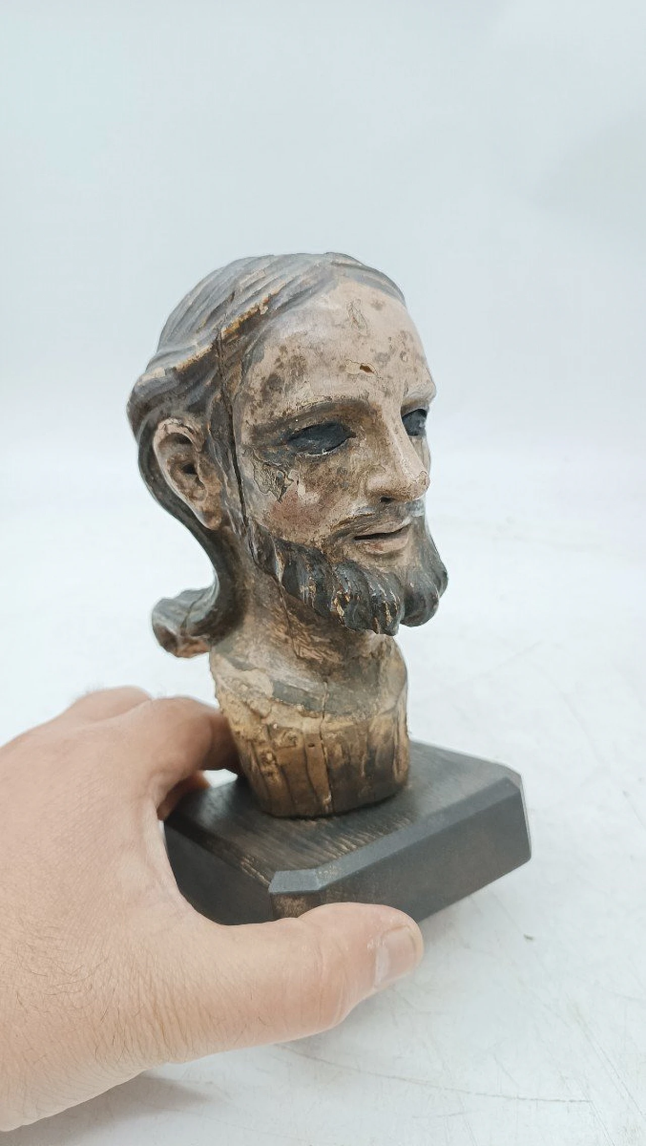 Testa di Cristo, scultura in legno policromo, '700 4