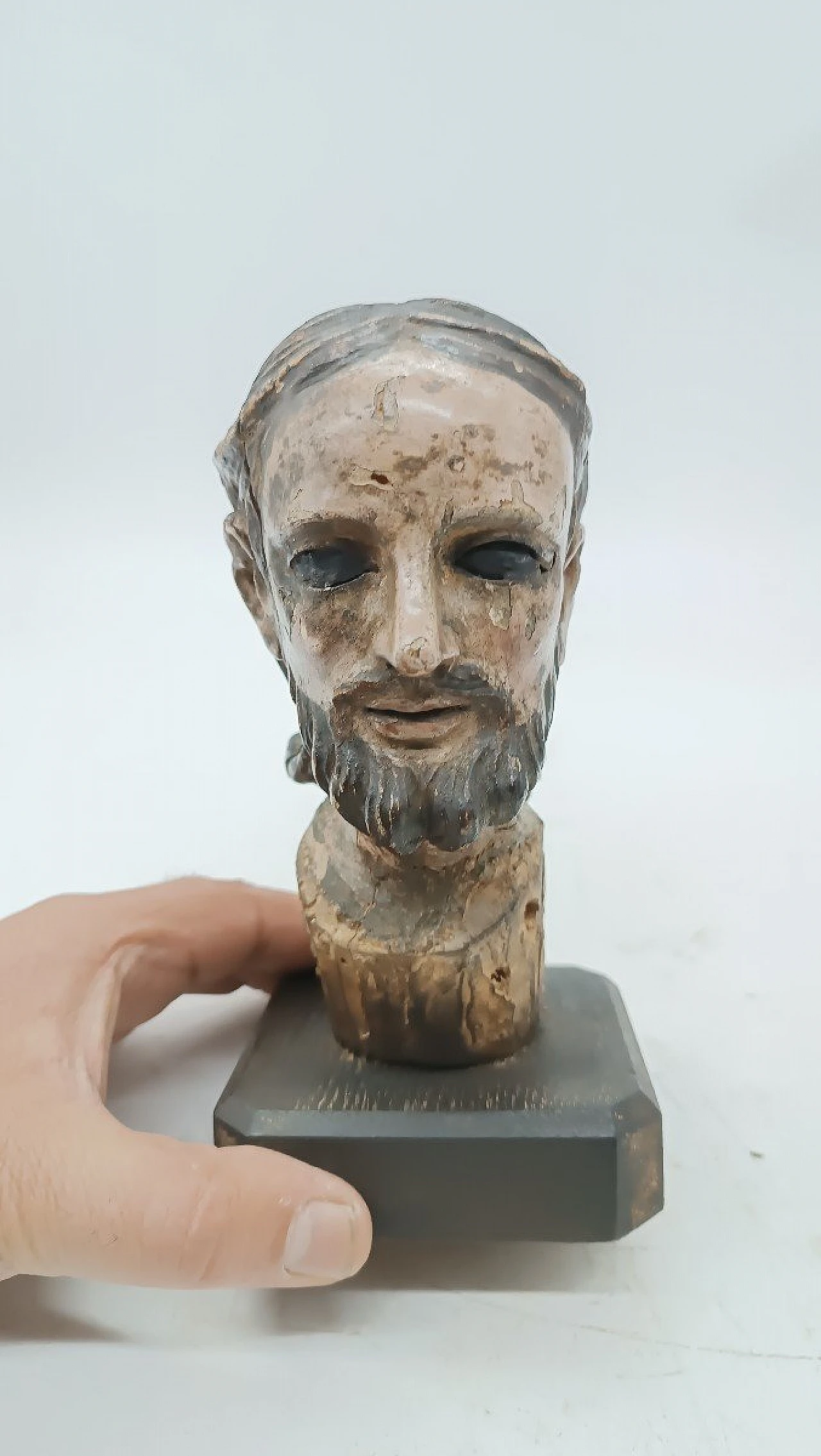 Testa di Cristo, scultura in legno policromo, '700 5
