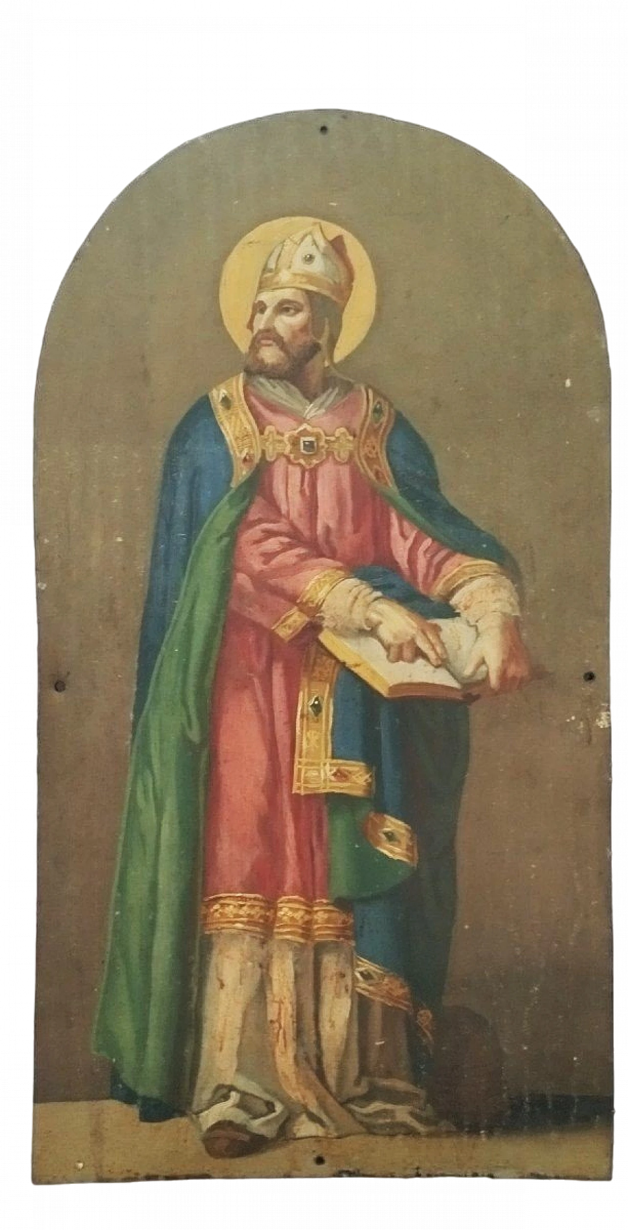 St. Ambrose Bishop, painting on sheet metal, 19th century 2