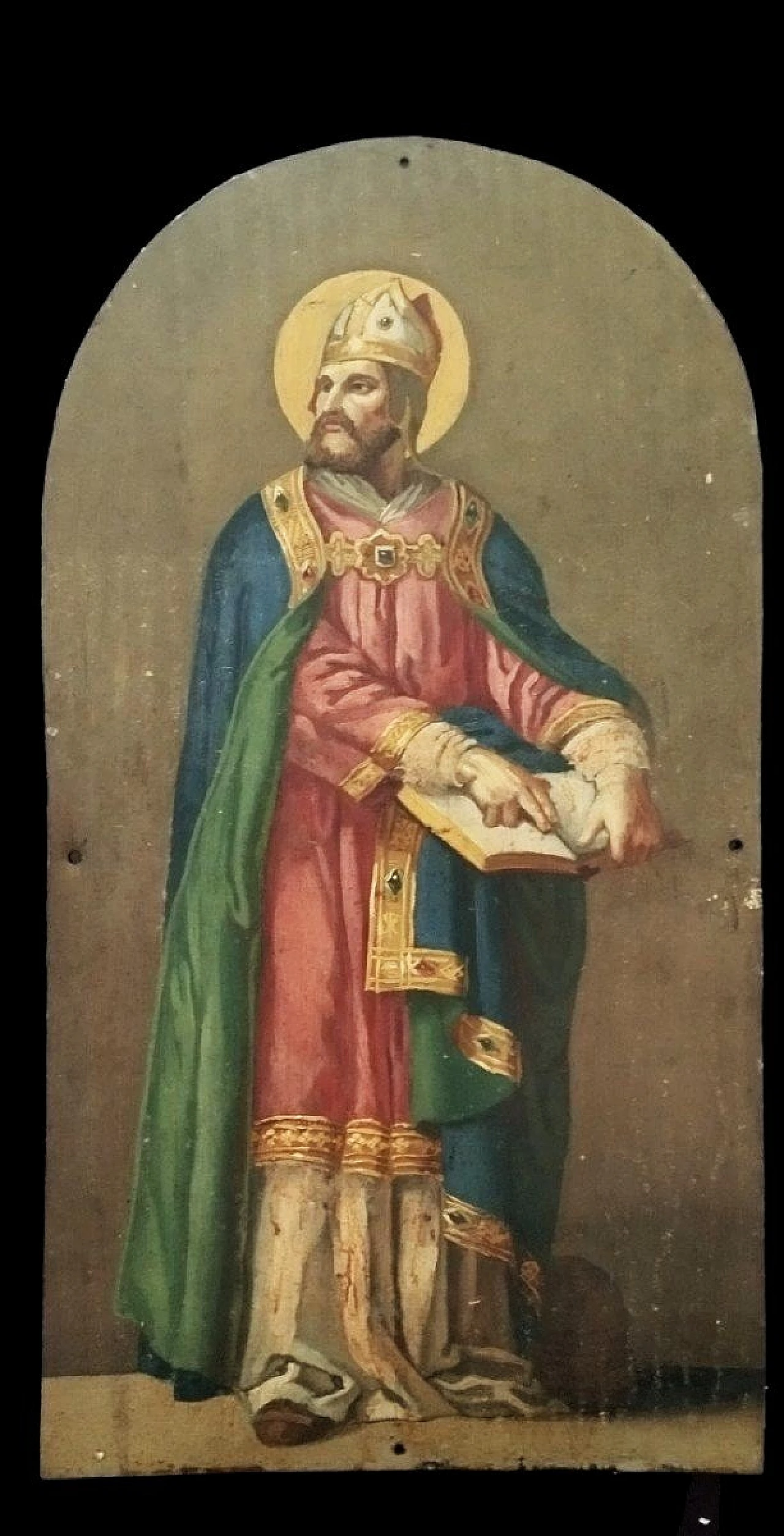 St. Ambrose Bishop, painting on sheet metal, 19th century 8