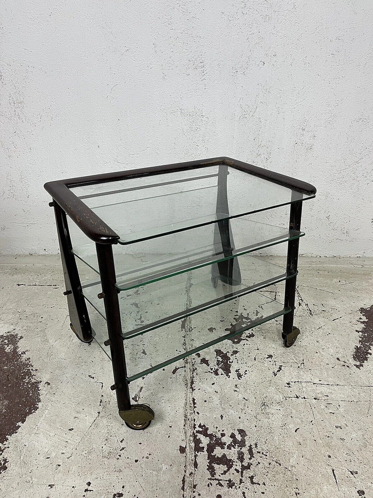 Wood and glass magazine rack by Ico Parisi for De Baggis, 1960s 1