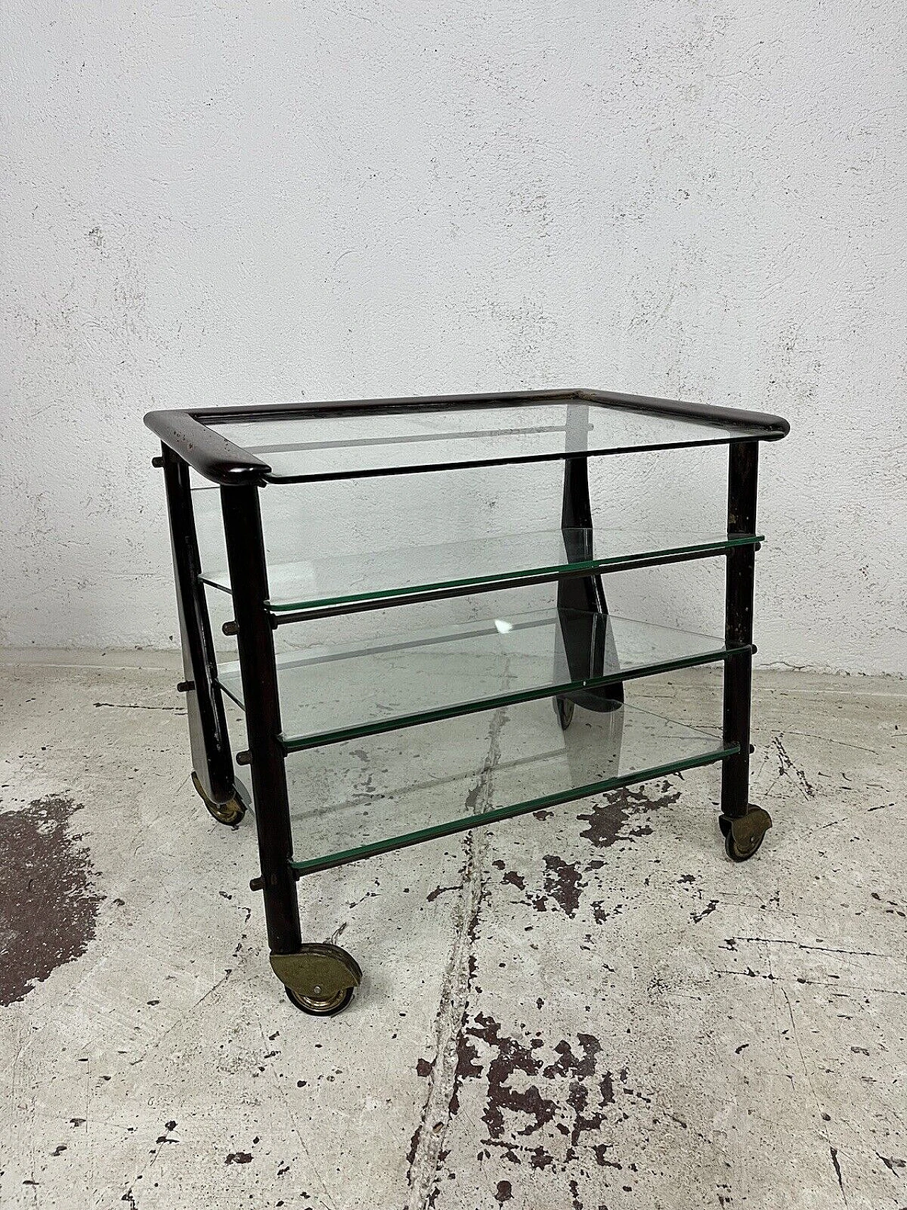 Wood and glass magazine rack by Ico Parisi for De Baggis, 1960s 3