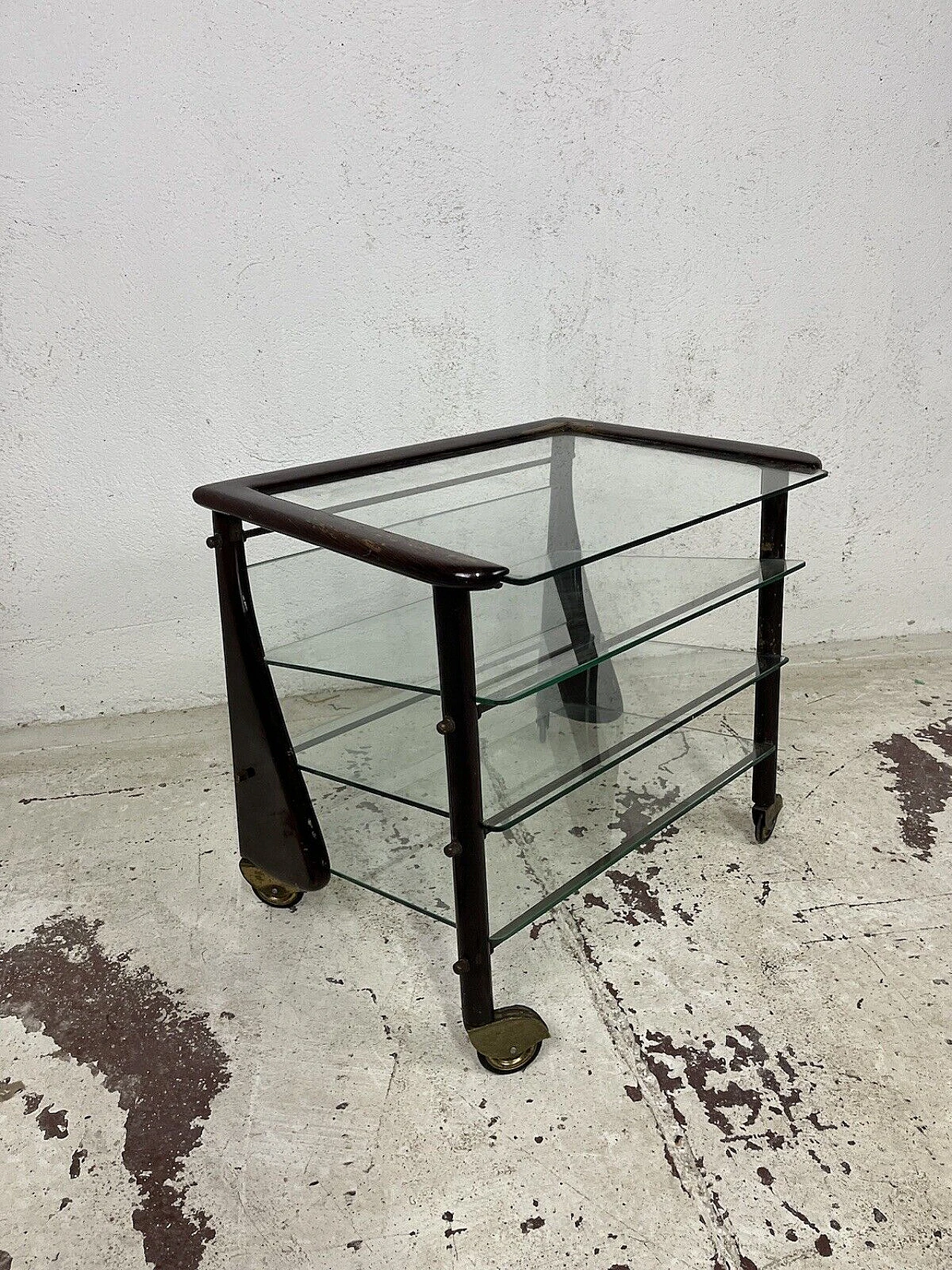 Wood and glass magazine rack by Ico Parisi for De Baggis, 1960s 4