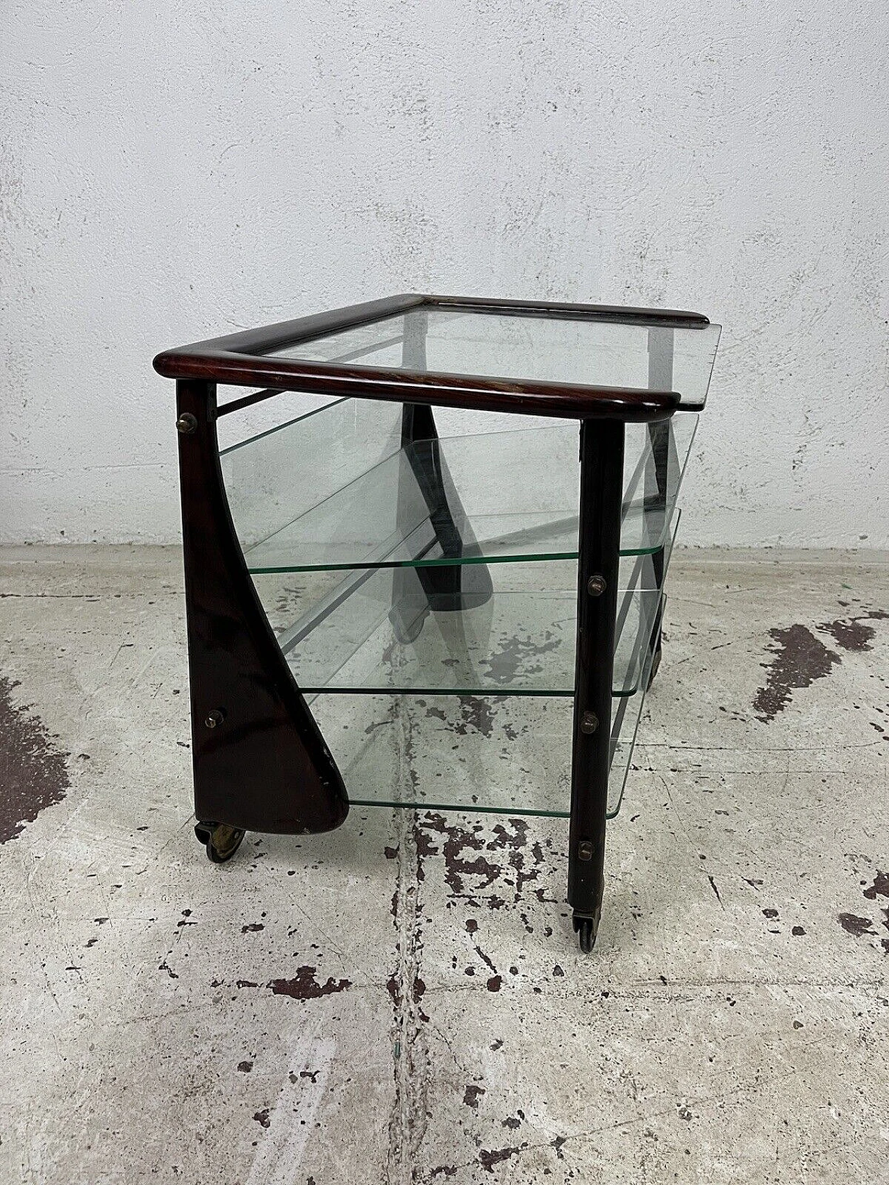 Wood and glass magazine rack by Ico Parisi for De Baggis, 1960s 5