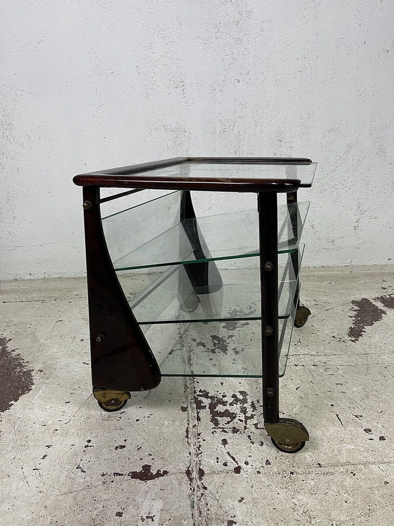 Wood and glass magazine rack by Ico Parisi for De Baggis, 1960s 6