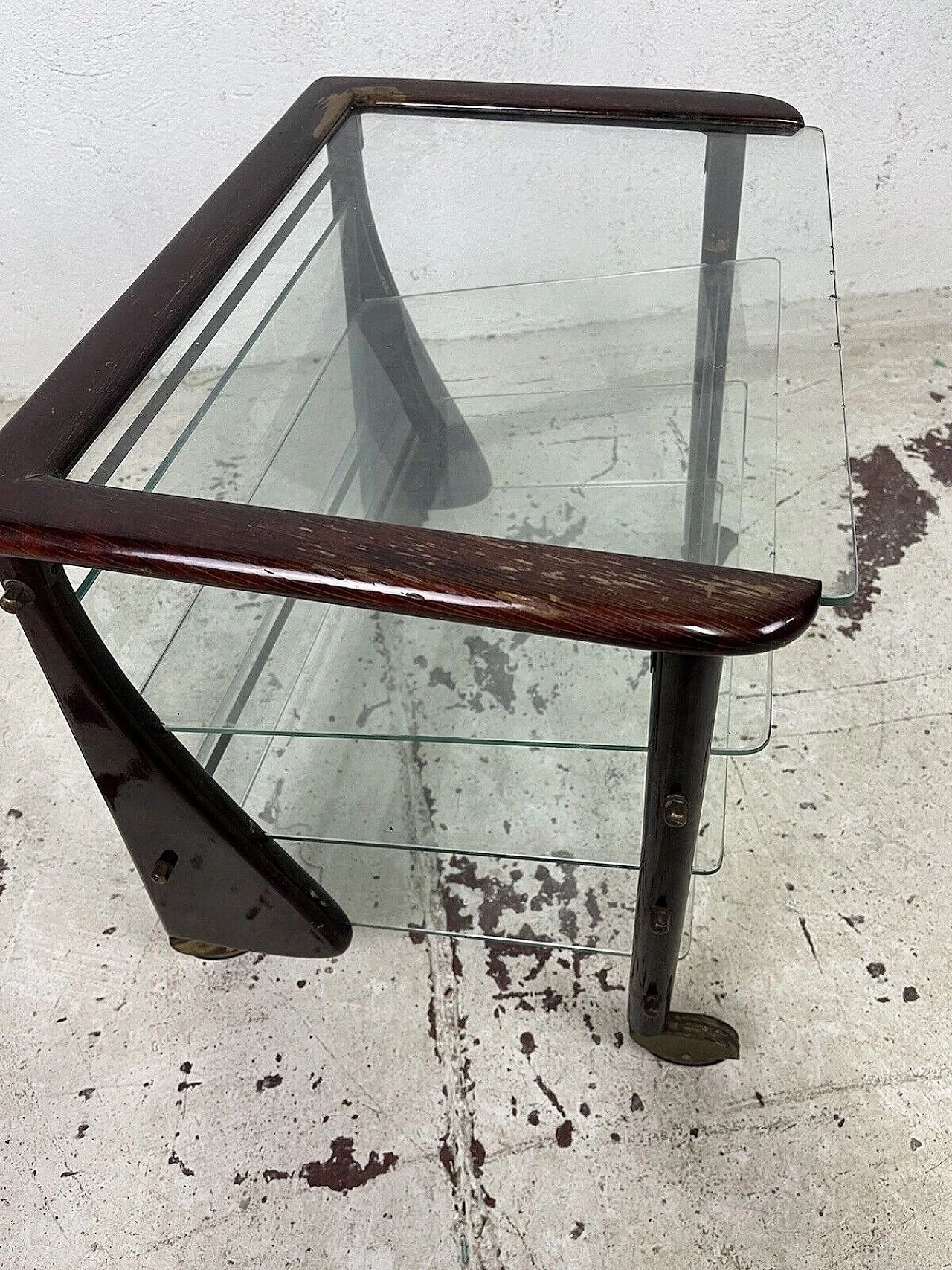 Wood and glass magazine rack by Ico Parisi for De Baggis, 1960s 8