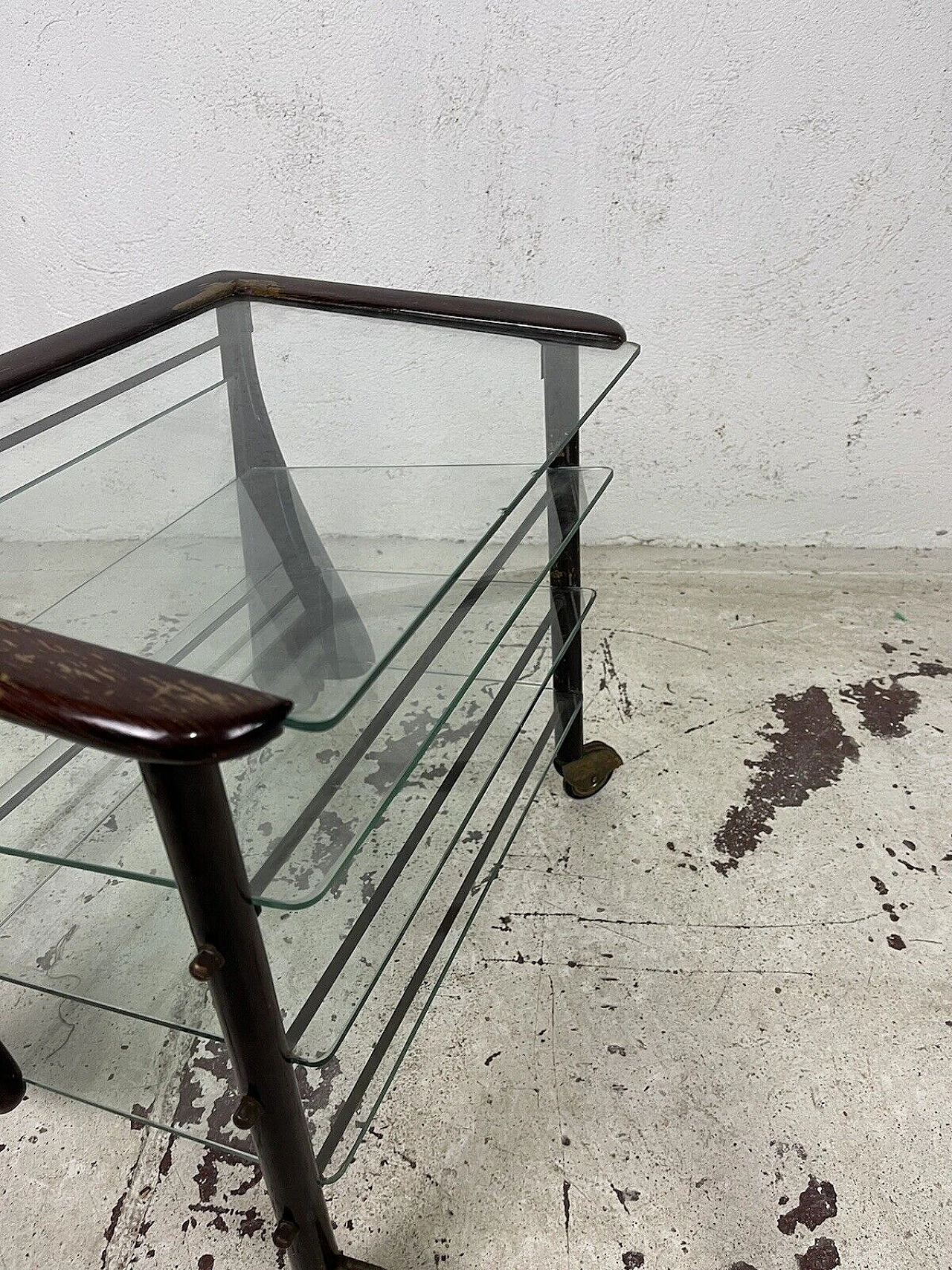 Wood and glass magazine rack by Ico Parisi for De Baggis, 1960s 11