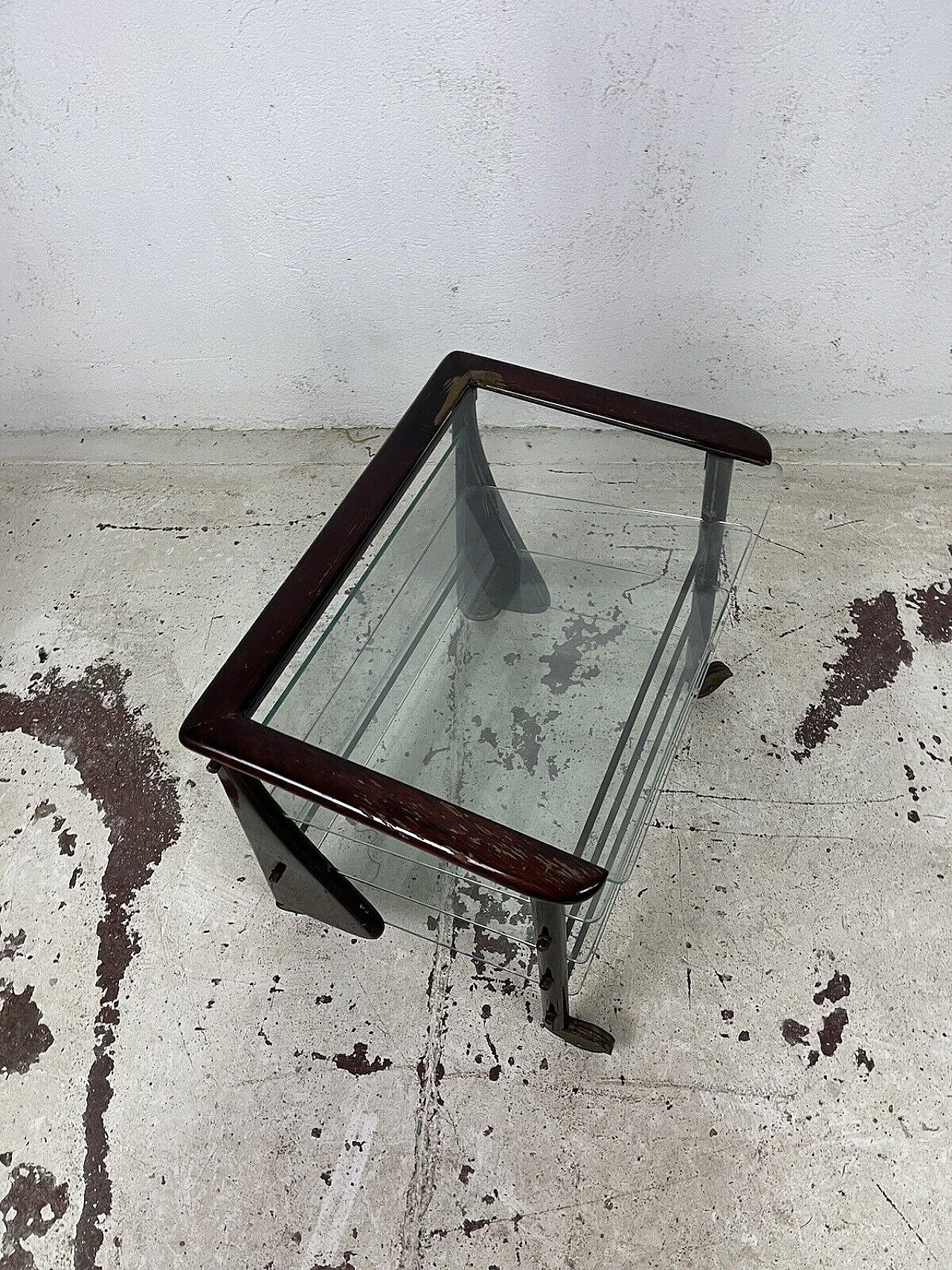 Wood and glass magazine rack by Ico Parisi for De Baggis, 1960s 12