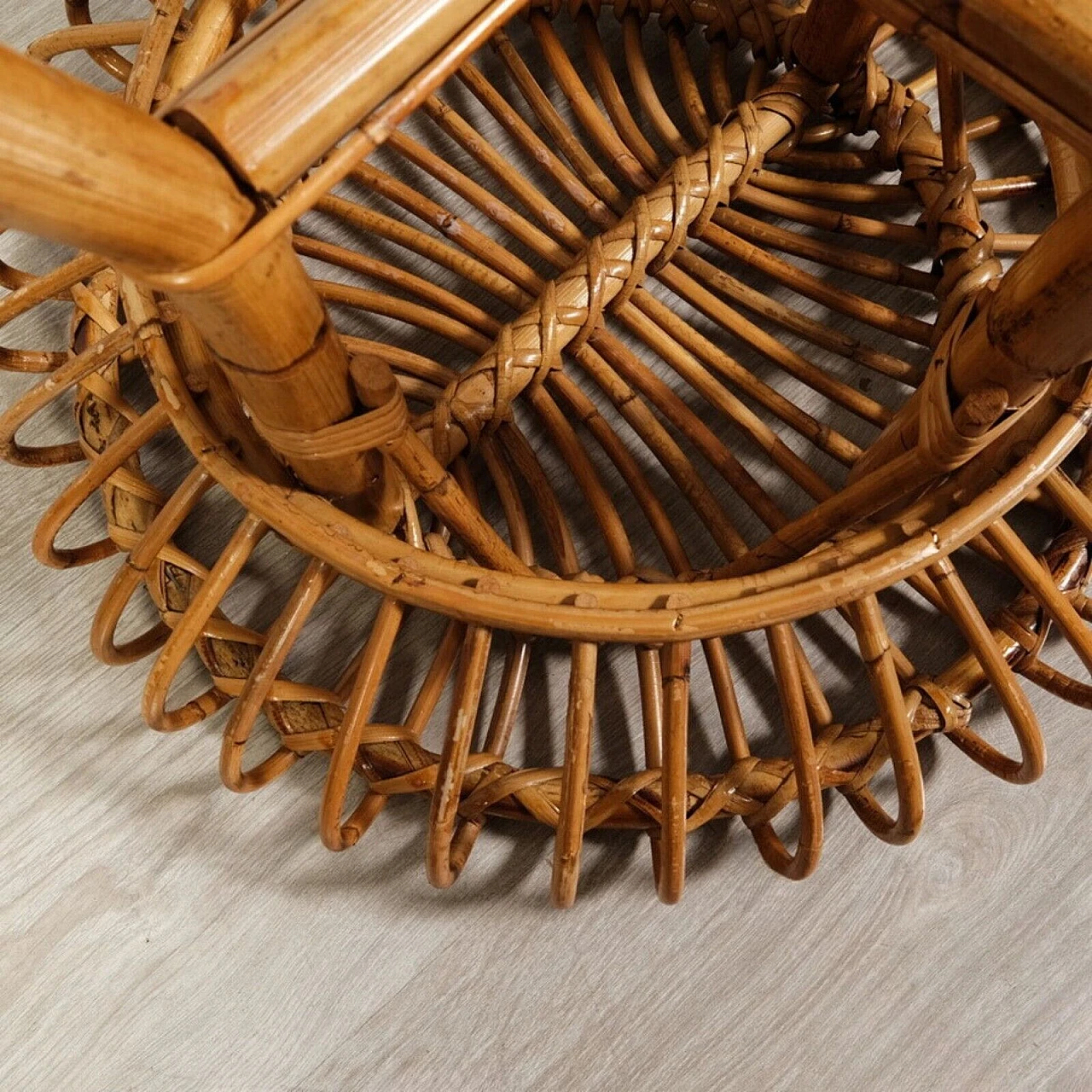 Pair of bamboo stools attributed to Franco Albini, 1970s 11