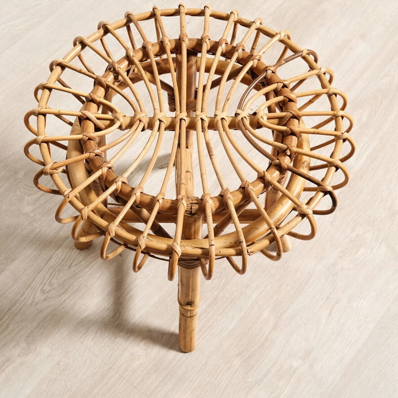 Pair of bamboo stools attributed to Franco Albini, 1970s 13