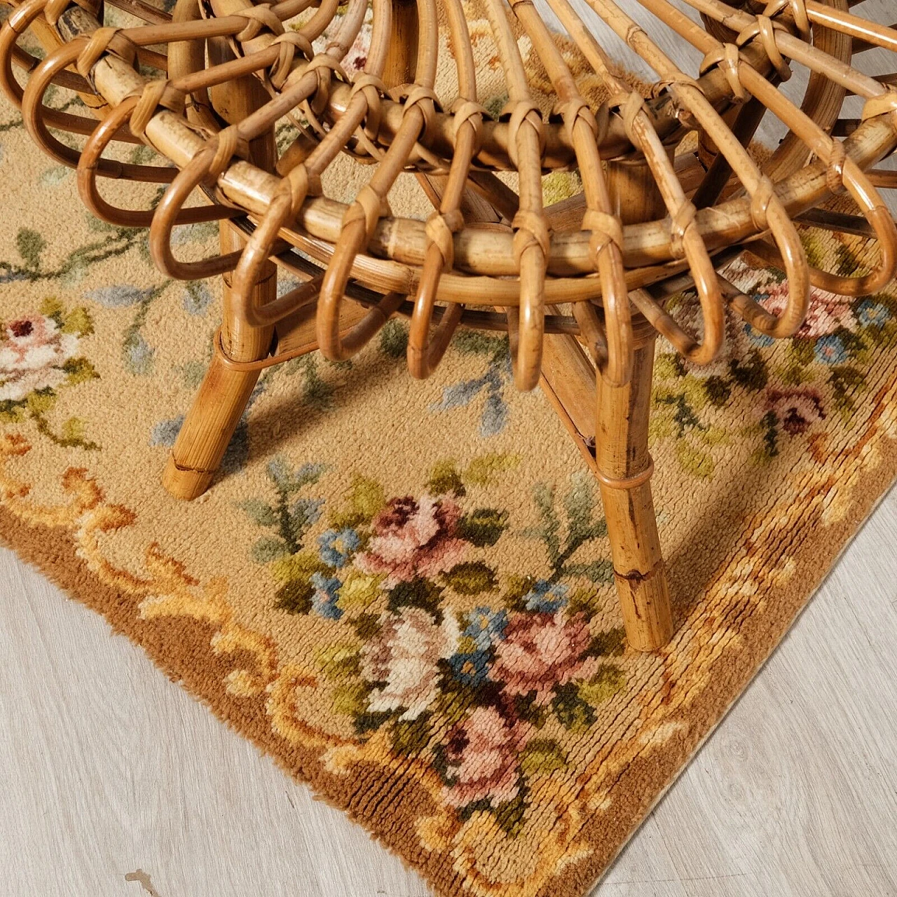 Pair of bamboo stools attributed to Franco Albini, 1970s 17
