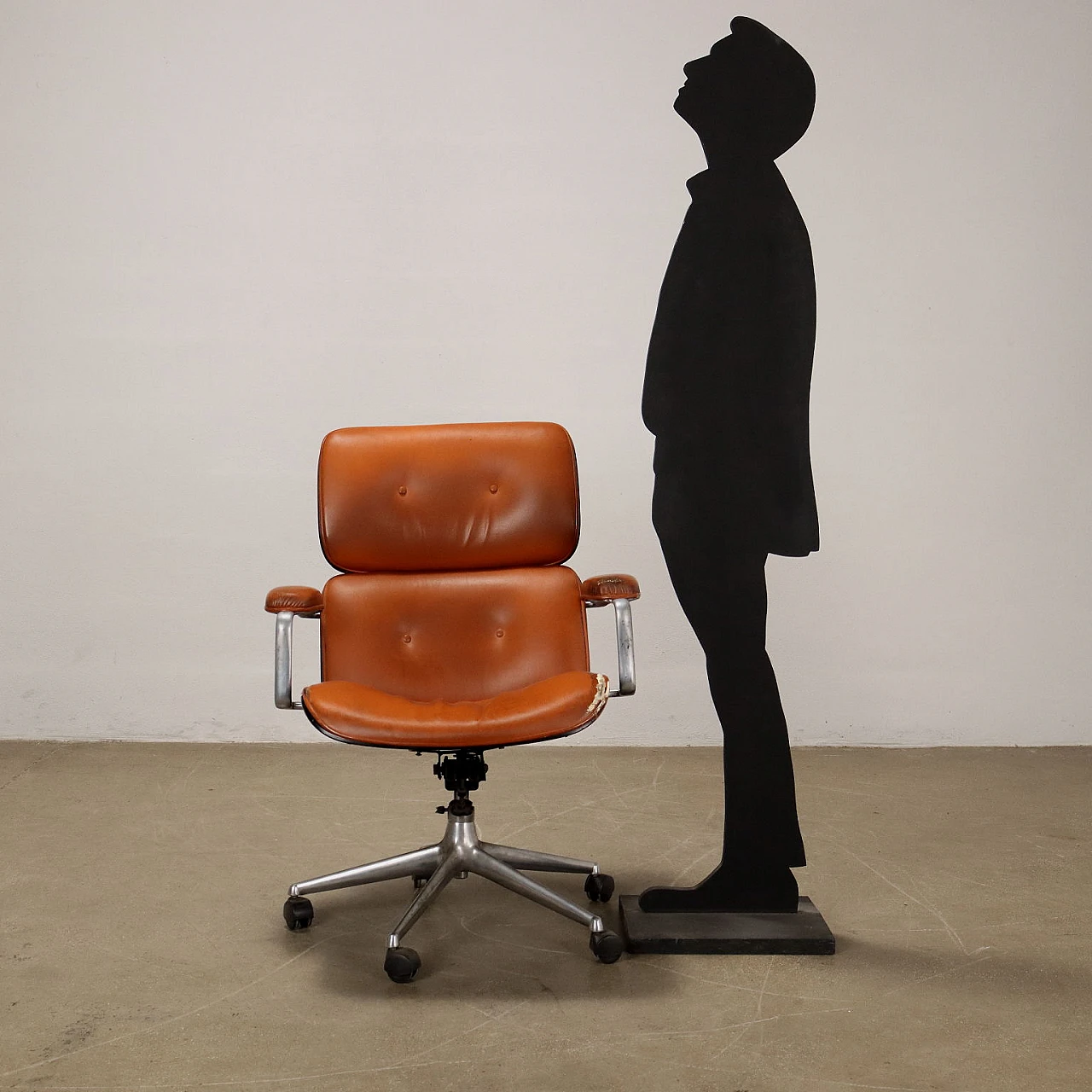 Poltrona da ufficio in alluminio e skai di MIM Roma, anni '60 2