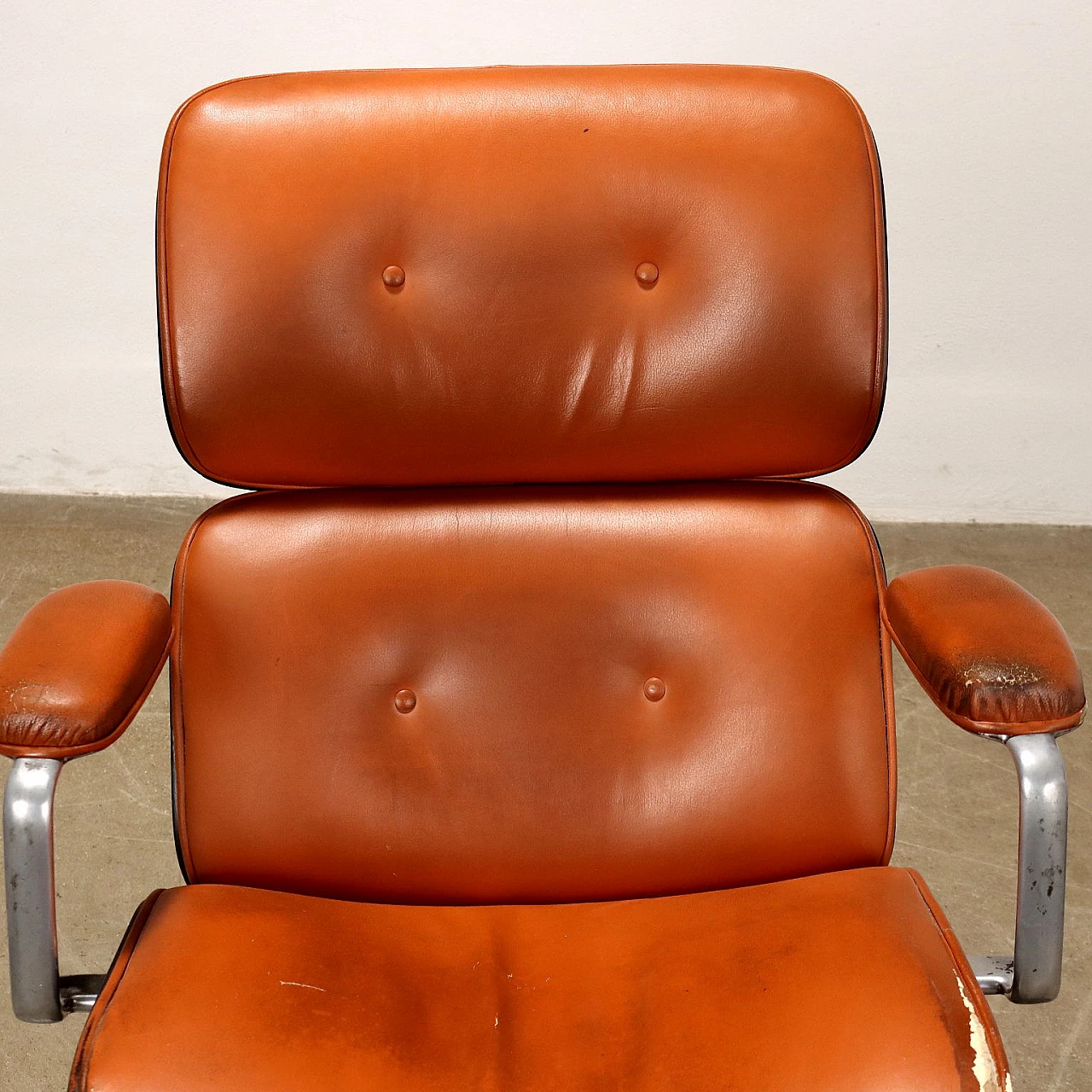 Poltrona da ufficio in alluminio e skai di MIM Roma, anni '60 3