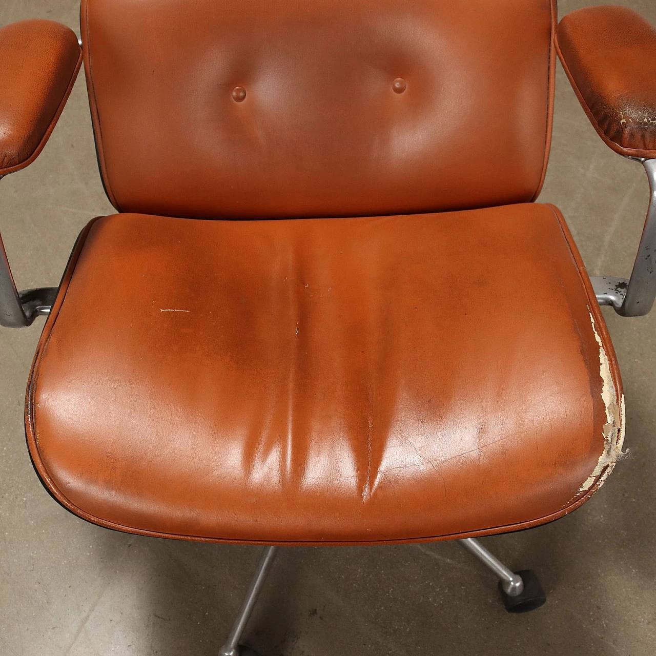 Poltrona da ufficio in alluminio e skai di MIM Roma, anni '60 5