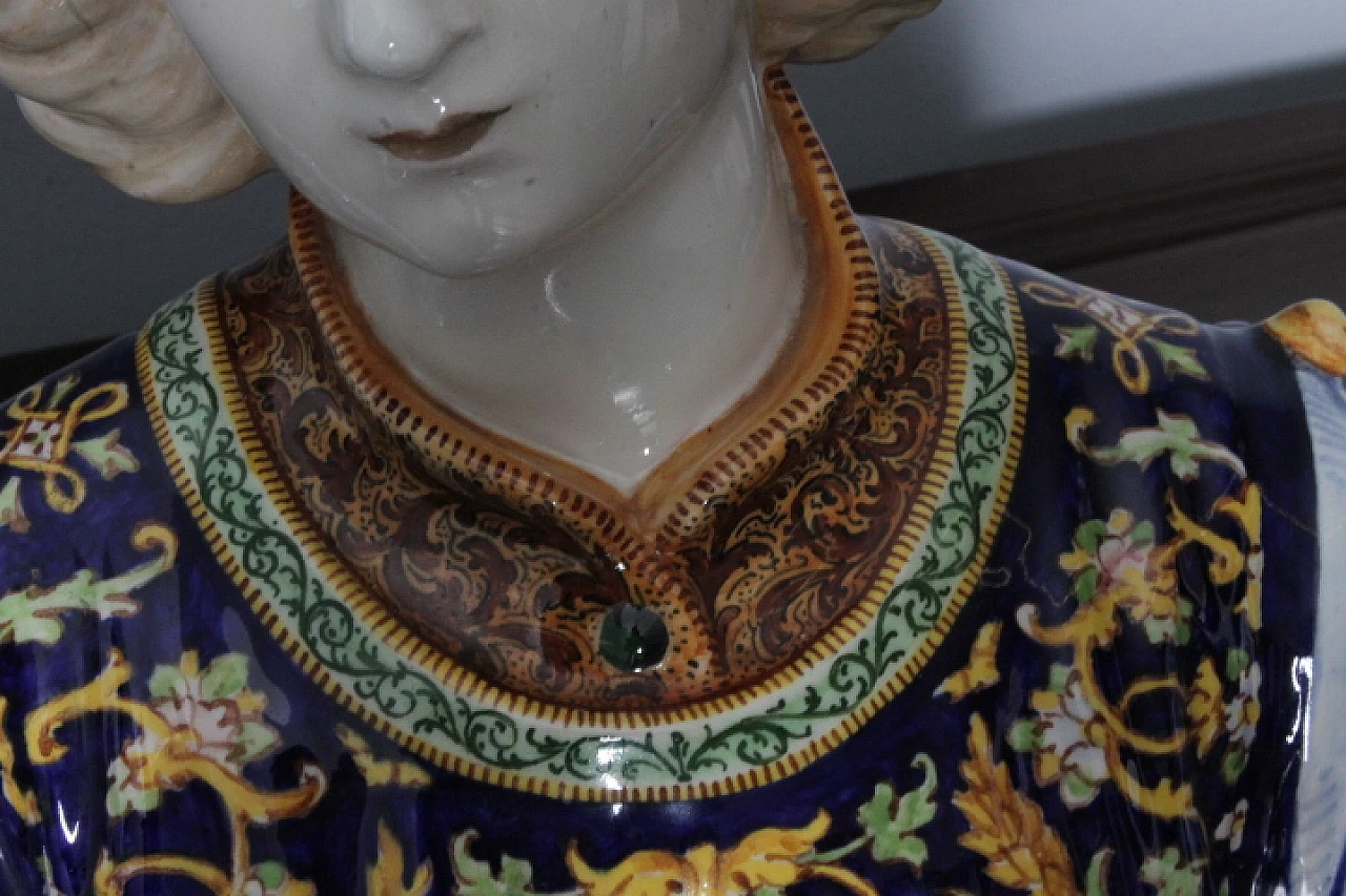 Coppia di busti in maiolica di Minghetti Bologna, inizio '900 8