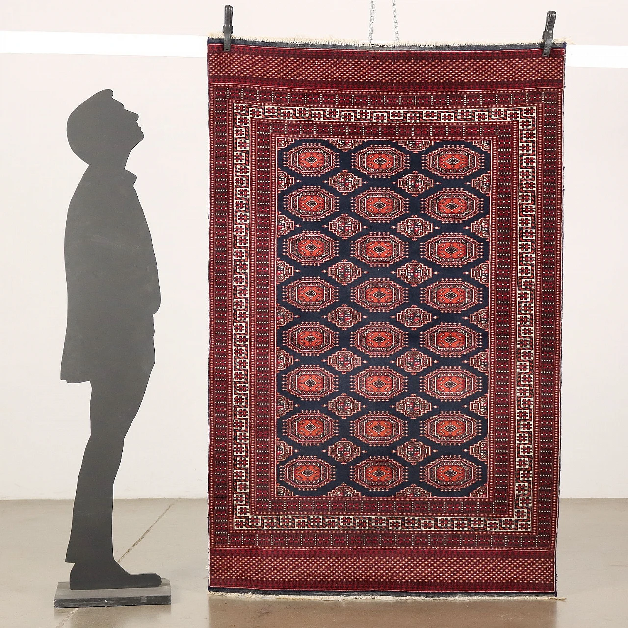 Tappeto pakistano Bukhara in cotone e lana, anni '90 2