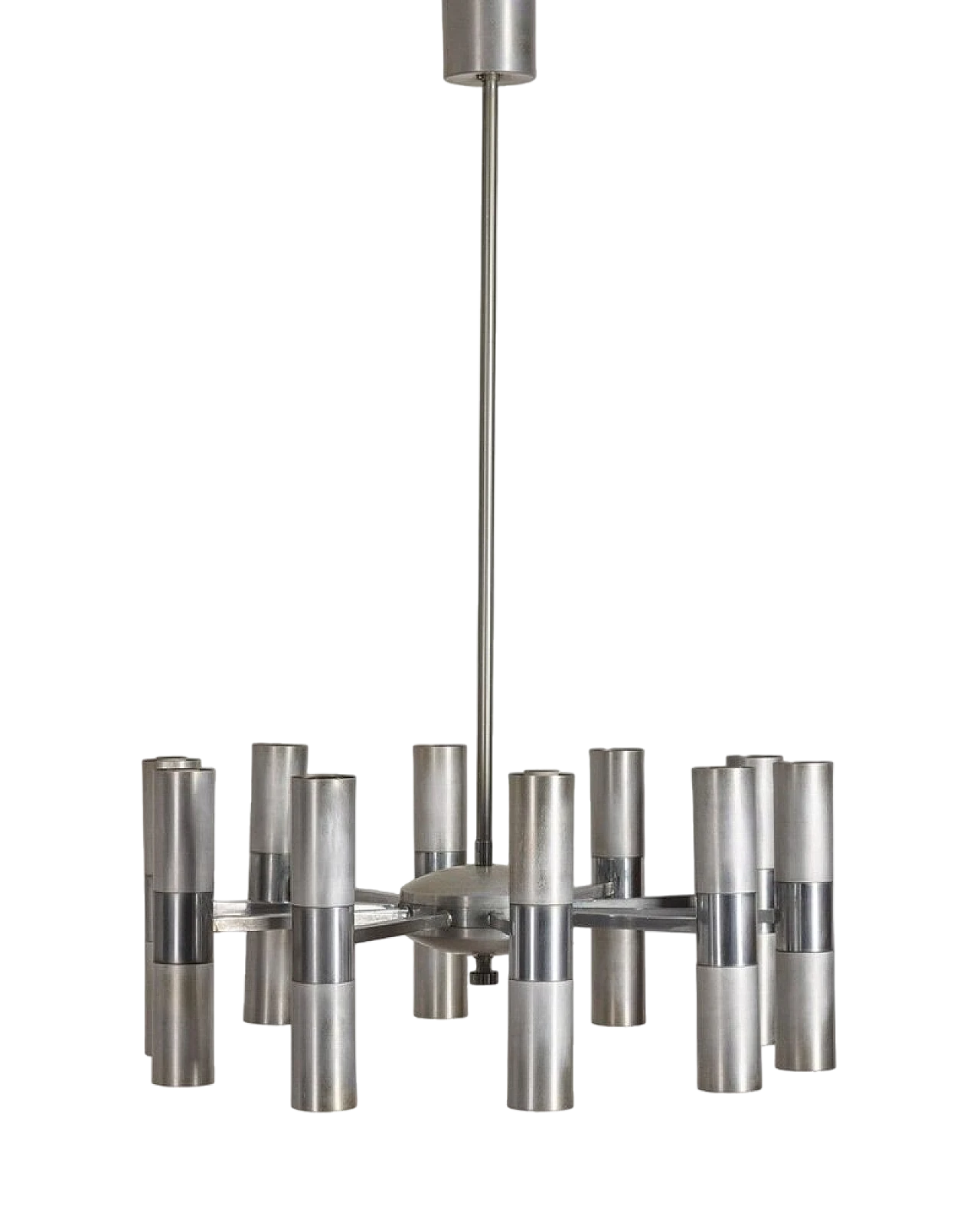 20-Lights chandelier in chromed metal, 1970s 11