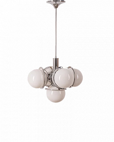 Lampadario a 5 luci in metallo e vetro di G. Sciolari, anni '60