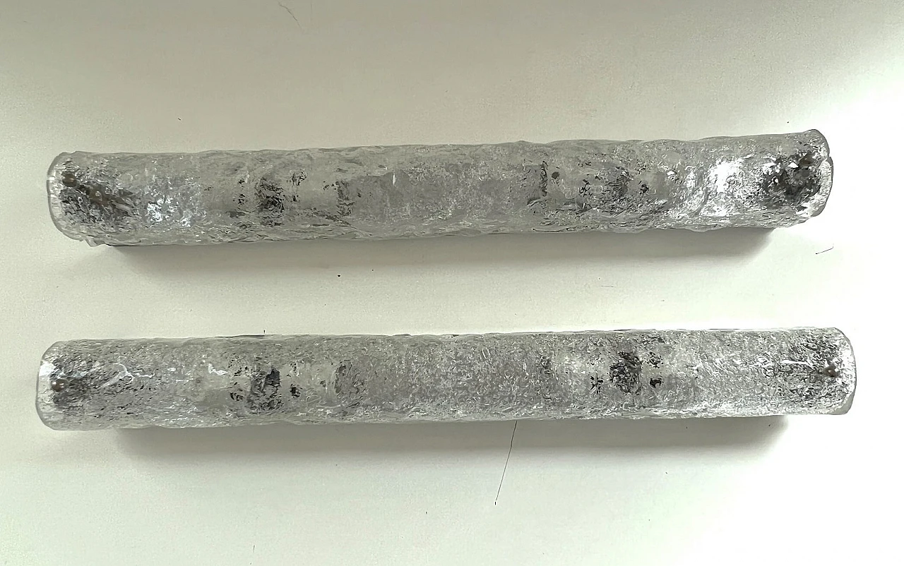 Pair of wall sconces in Murano glass attr. to Hillebrand, 1970s 3