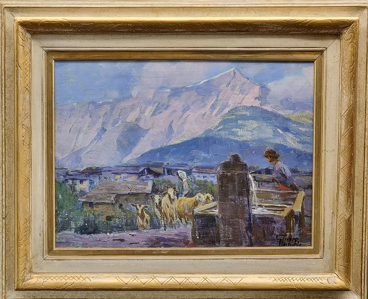 Giuseppe Danieli, Paesaggio montano, olio su tavola, anni '20 2