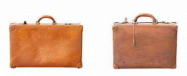 Pair of leather suitcases, late 19th century