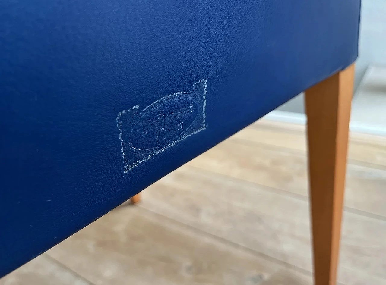 4 Liz blue grained leather armchairs by Poltorna Frau 15