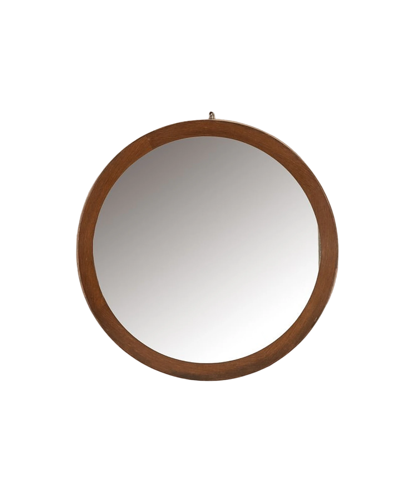 Round wall mirror with teak frame, 1960s 7
