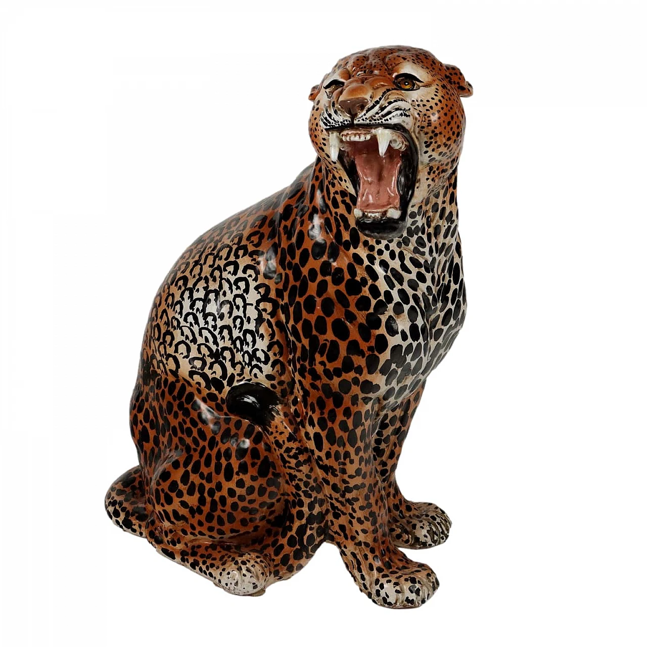 Glazed ceramic leopard sculpture by Ceramiche Tiemme 1
