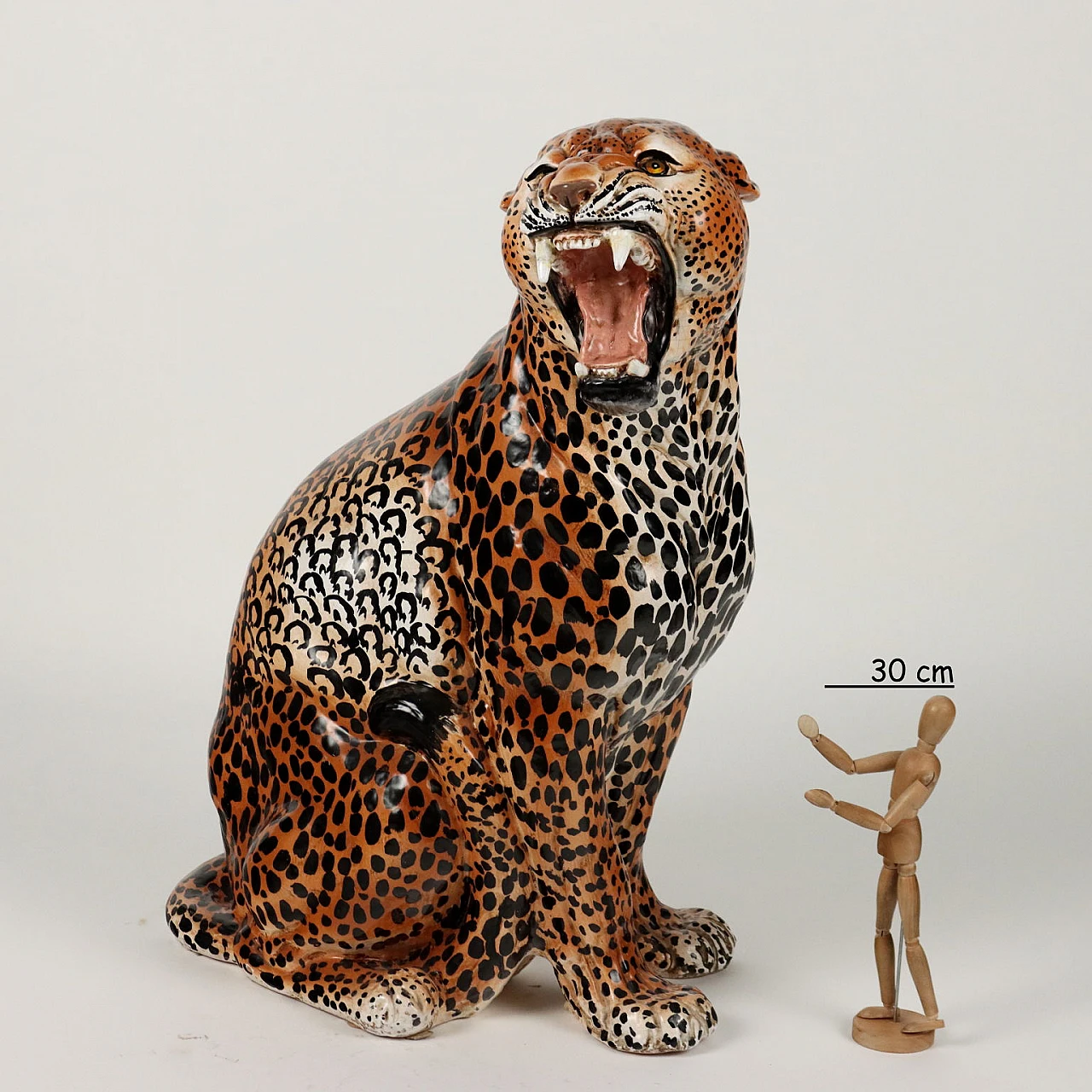 Glazed ceramic leopard sculpture by Ceramiche Tiemme 2