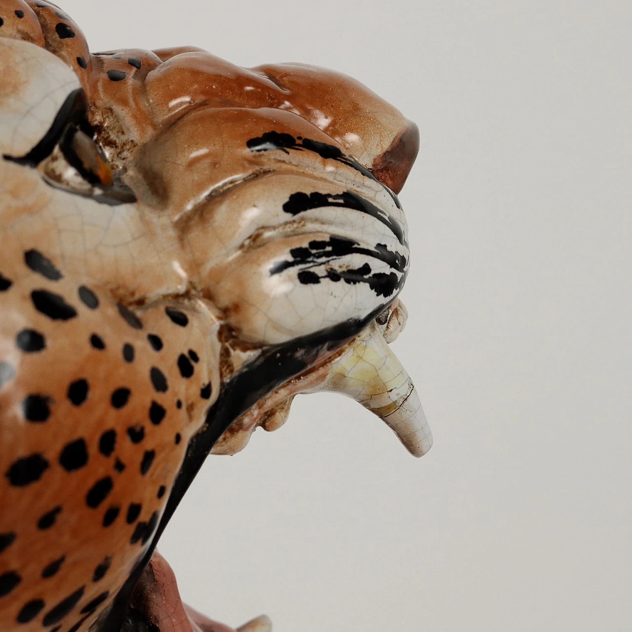 Glazed ceramic leopard sculpture by Ceramiche Tiemme 5