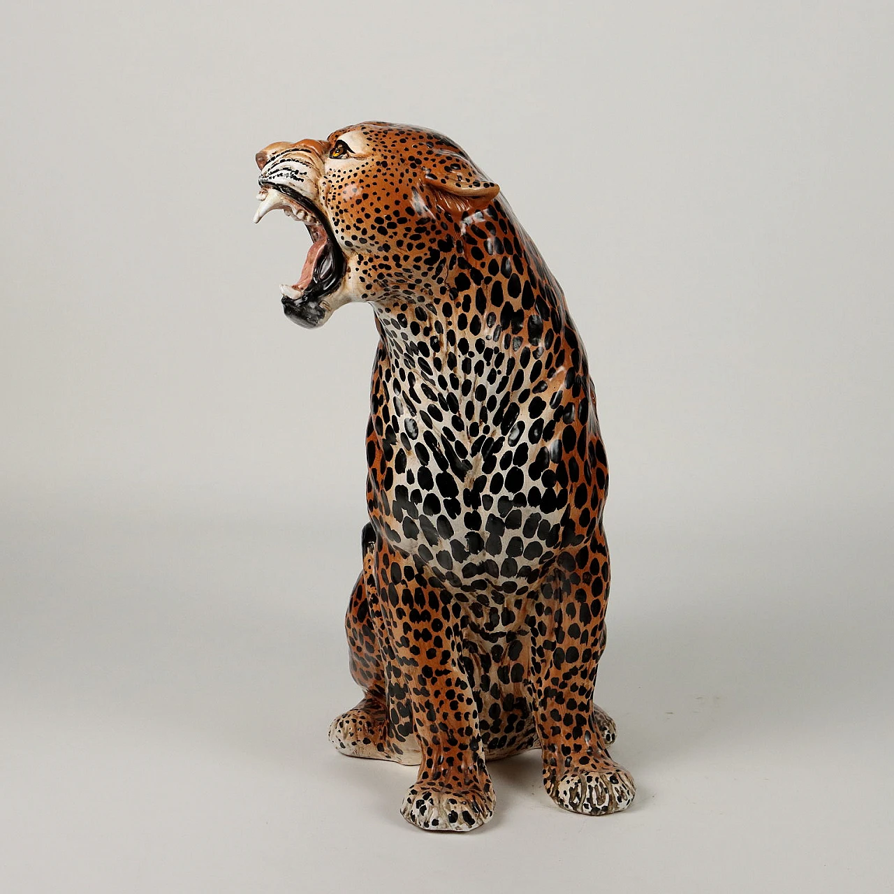 Glazed ceramic leopard sculpture by Ceramiche Tiemme 6