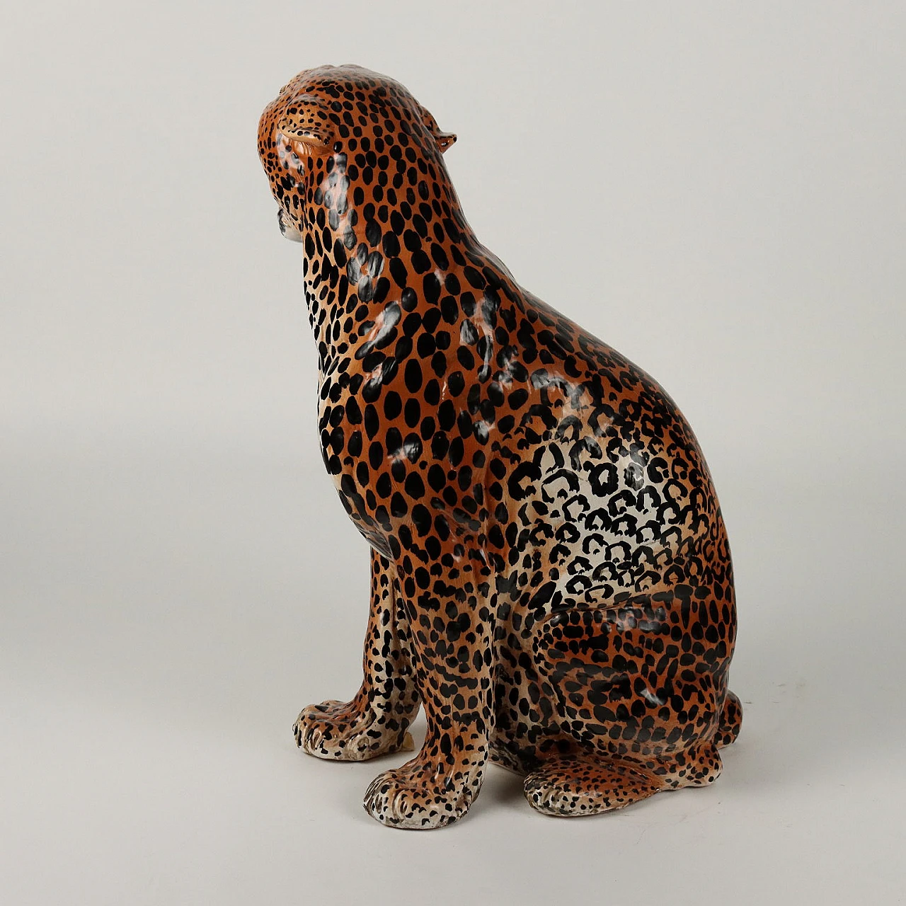 Glazed ceramic leopard sculpture by Ceramiche Tiemme 7