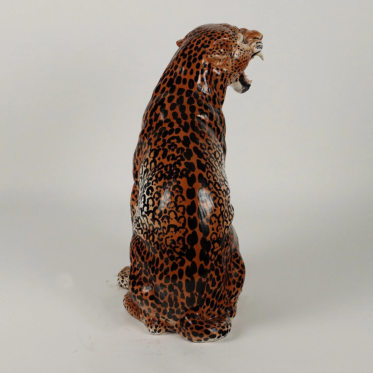 Glazed ceramic leopard sculpture by Ceramiche Tiemme 8