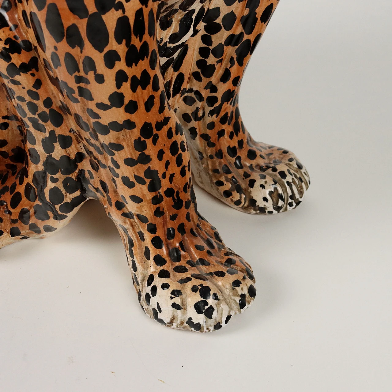 Glazed ceramic leopard sculpture by Ceramiche Tiemme 9