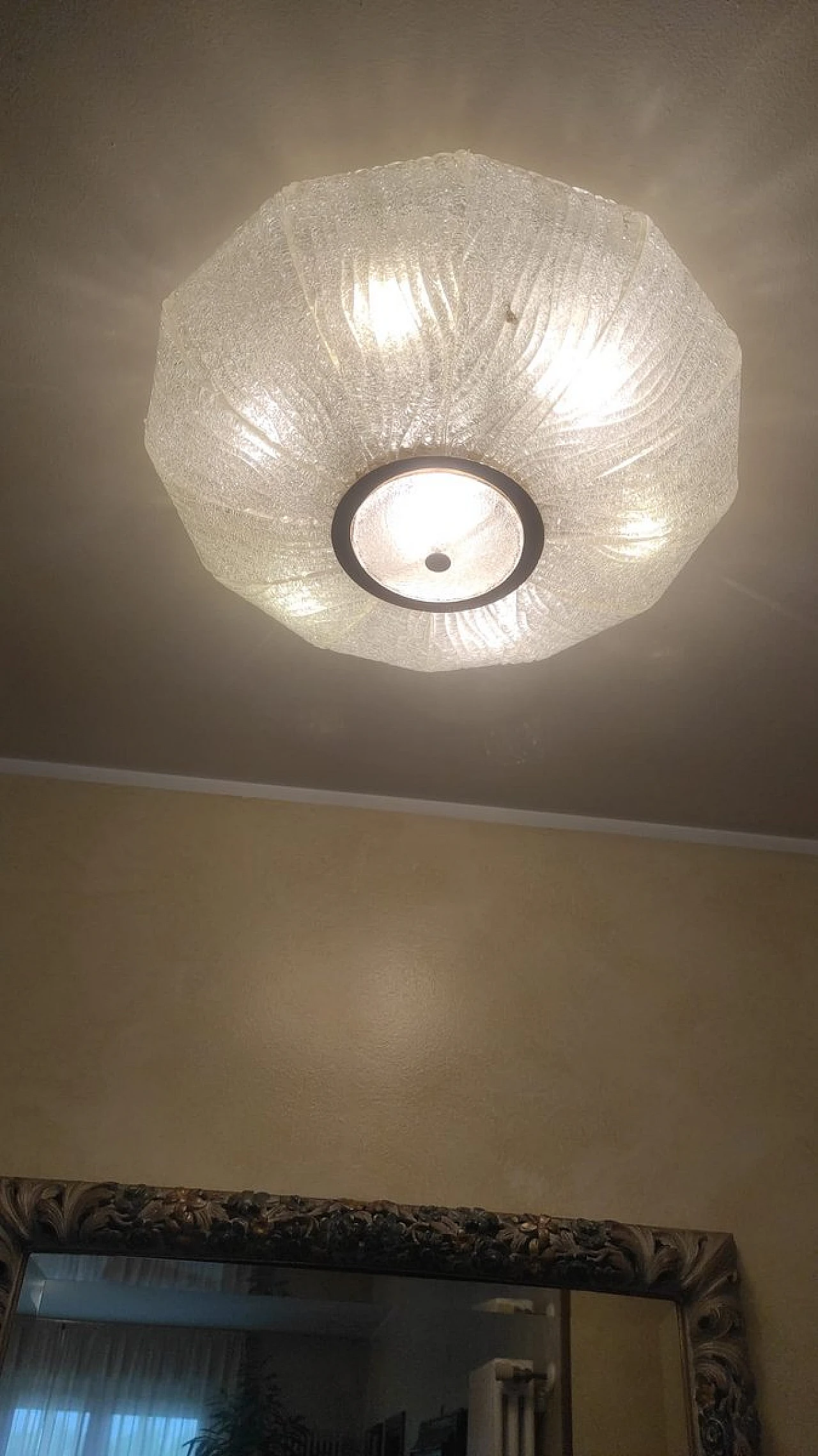 Plafoniera Royal in vetro rugiada di Barovier & Toso, anni '70 2