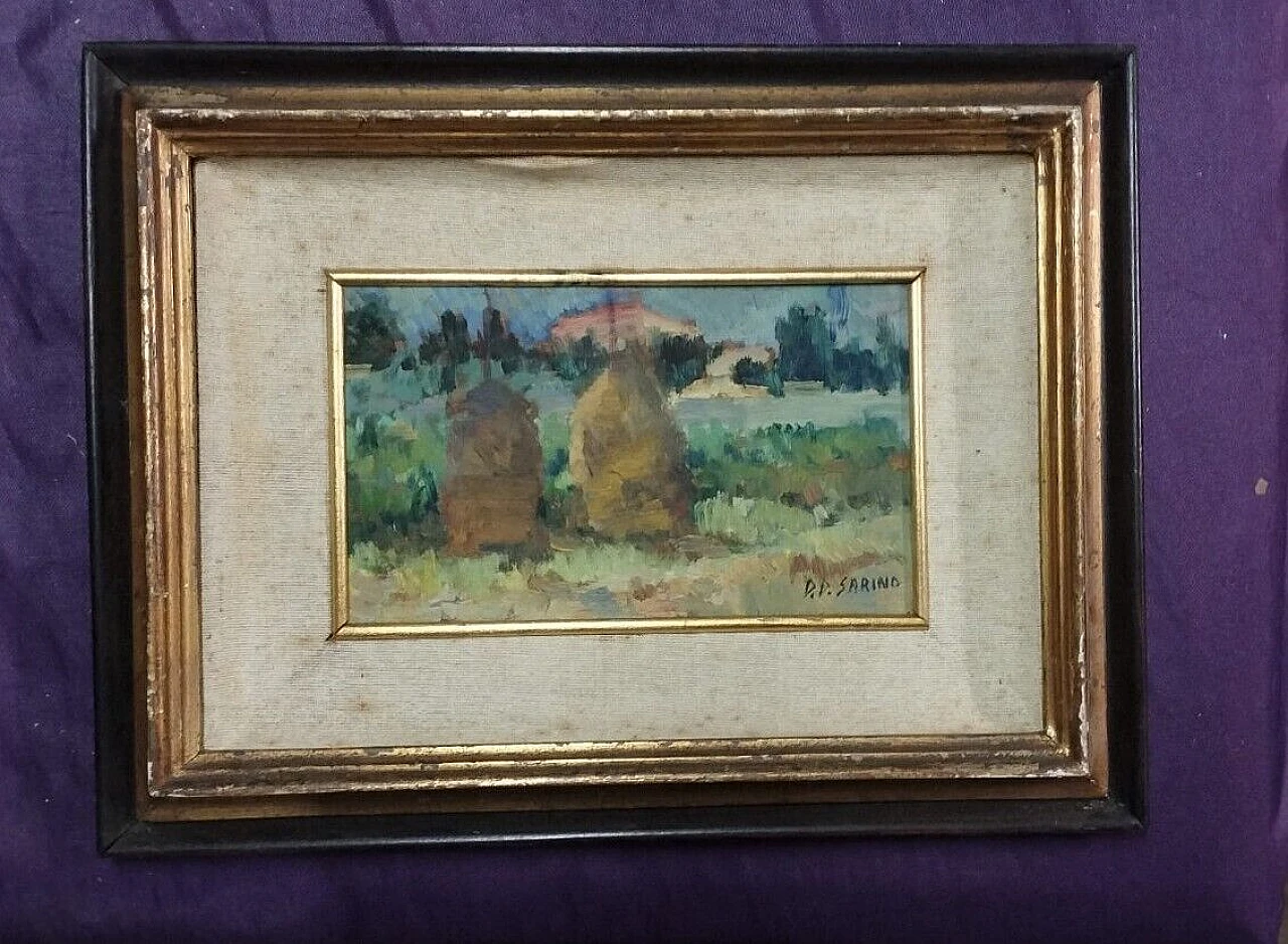 Sarino Papalia, Tuscan landscape, oil on panel, 1930s 1